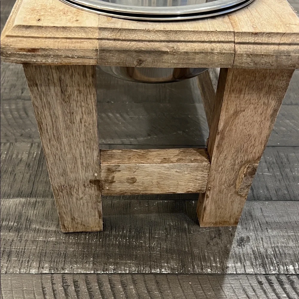 Stainless Steel Pet Feeding Bowls with Wooden Stand